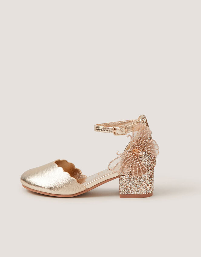 Closed-Toe Butterfly Scallop Heels, Gold (GOLD), large