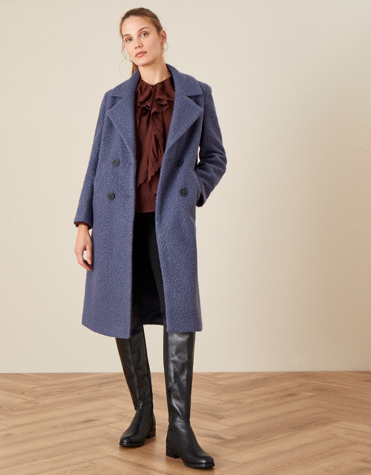 Betsy Boucle Coat Blue