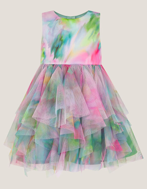 Baby Watercolour Sleeveless Ruffle Party Dress, Multi (MULTI), large