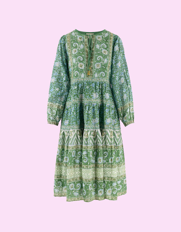 Dilli Grey Issy Print Midi Dress, Green (GREEN), large