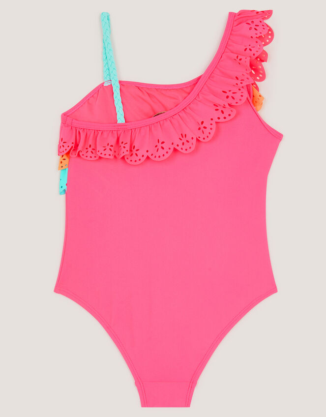 Asymmetrical Broderie Tier Swimsuit, Pink (PINK), large