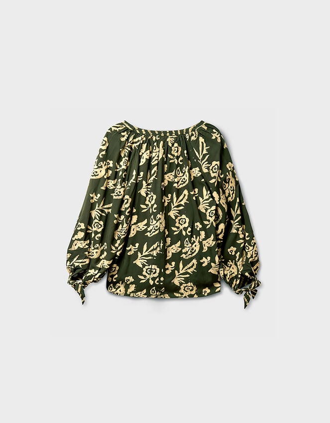 East Kris Hand Batik Top, Green (OLIVE), large