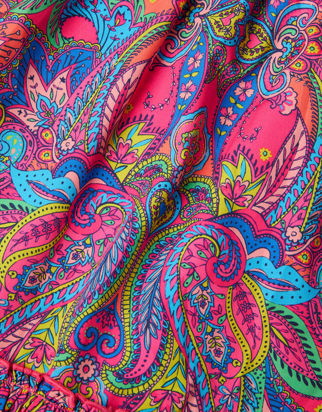 Paisley Shirred Midi Dress, Pink (PINK), large
