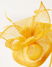 Bow Small Disc Fascinator Headband, Yellow (OCHRE), large