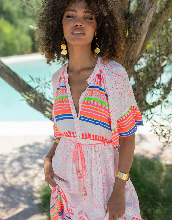 Piti Cuiti Neon Stripe Maxi Dress, Multi (MULTI), large