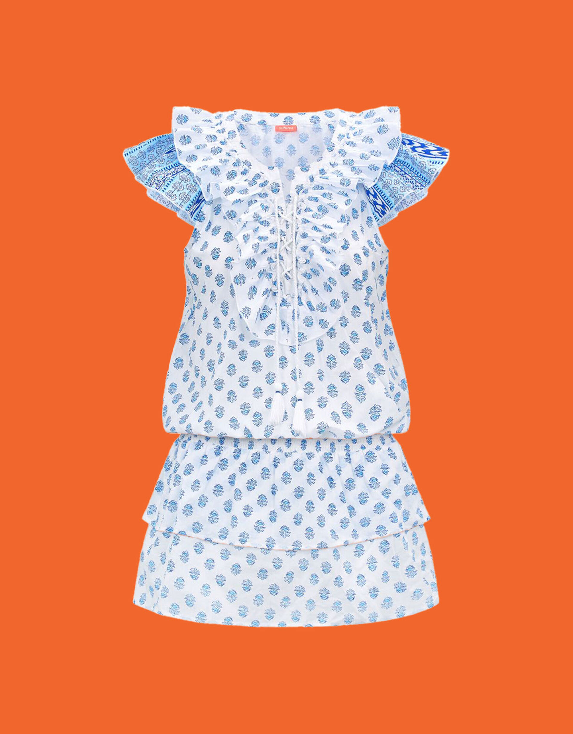 Sunuva Block Print Dress, Blue (BLUE), large