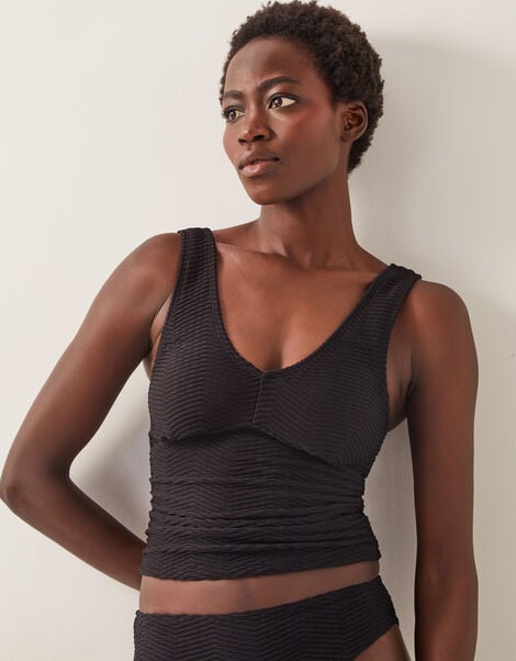 Alicia Rib Tankini Top, Black (BLACK), large