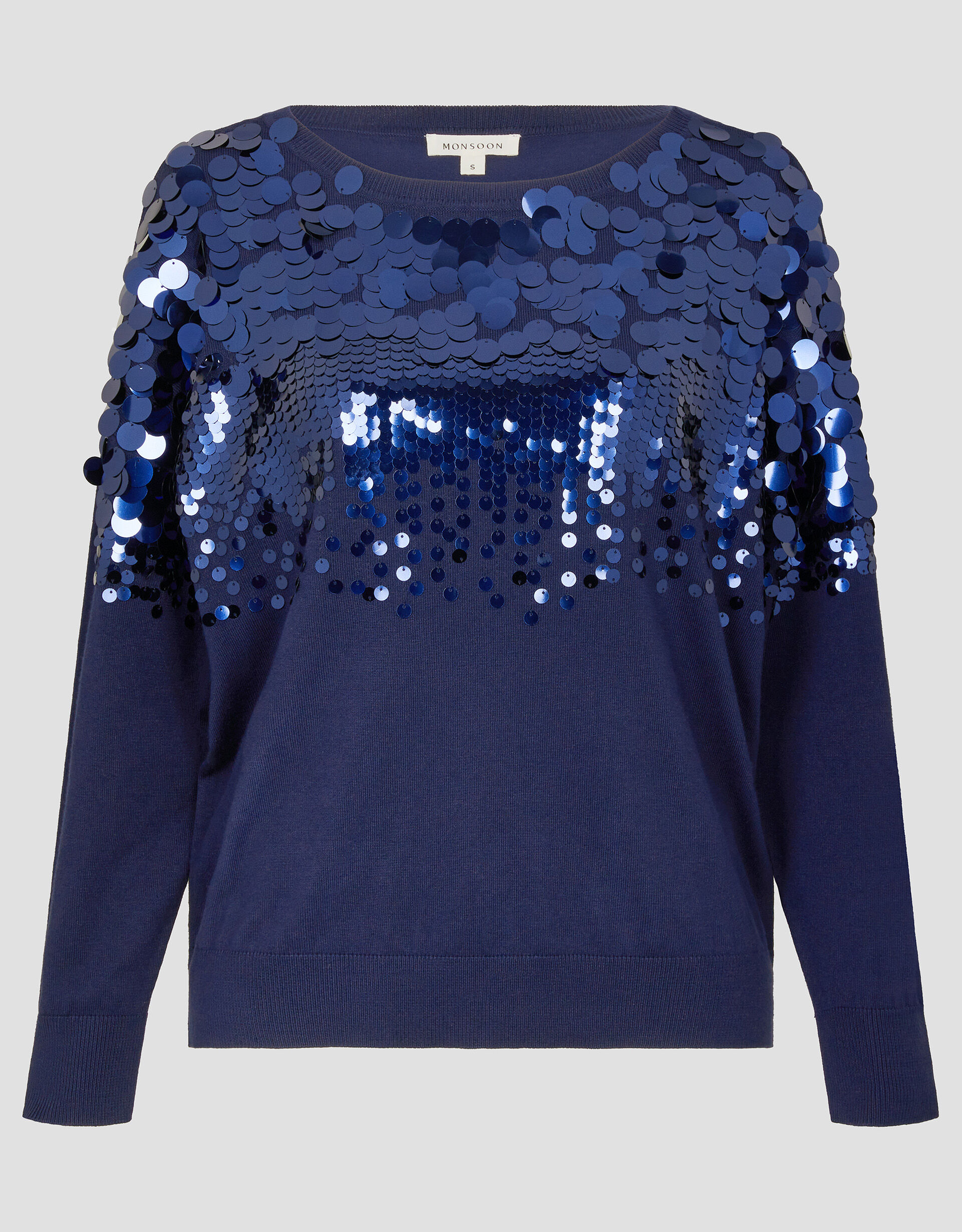 Sabine Boat Neck Sequin Jumper Blue