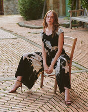 One Hundred Stars Stork Print Wide Leg Jumpsuit, , large