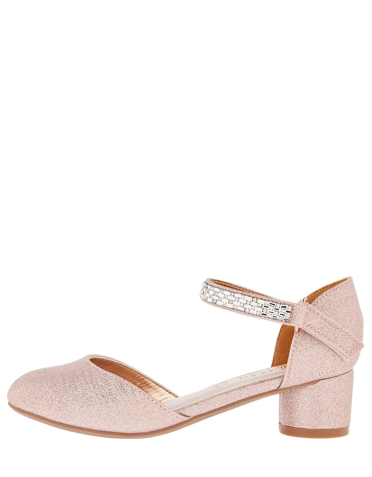 Diamante Strap Two Part Heeled Shoes Gold