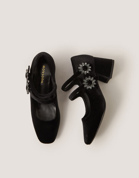 Symone Velvet Mary Jane Block Heels, Black (BLACK), large
