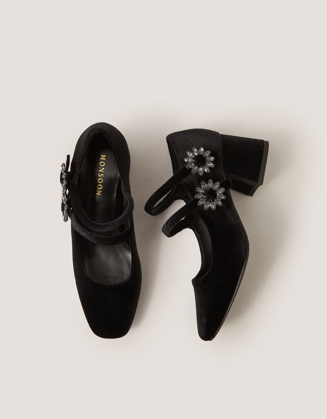 Symone Velvet Mary Jane Block Heels, Black (BLACK), large