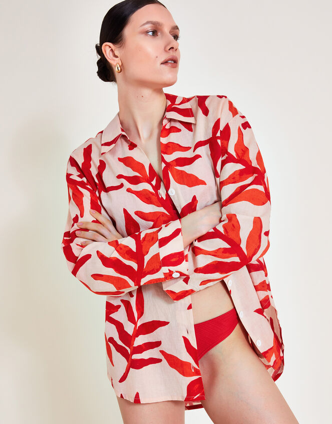 Priya Palm Print Shirt, Red (RED), large