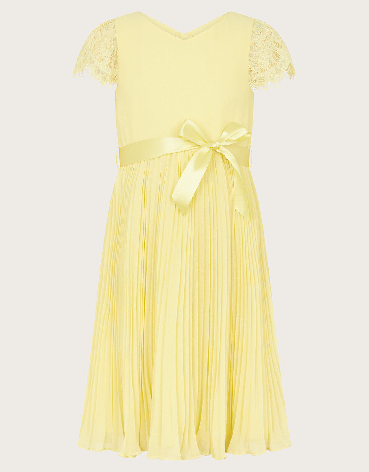 Katy Lace Pleated Dress Yellow