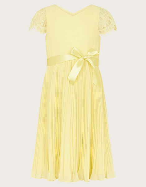 Katy Lace Pleated Dress, Yellow (LEMON), large