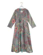 One Hundred Stars Boho Garden Print Midi Dress, Grey (GREY), large