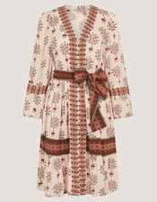 Carrie Floral Print Mini Dress, Ivory (IVORY), large