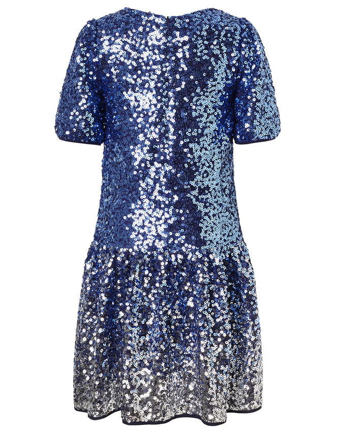 Ombre Sequin Drop Waist Dress, Blue (BLUE), large