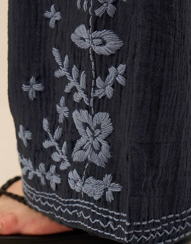 East Carita Hand-Embroidered Trousers, Blue (NAVY), large