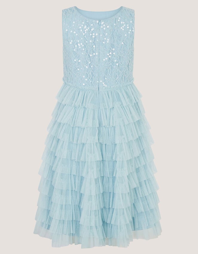 Taylor Sequin Lace Tiered Party Dress, Blue (BLUE), large