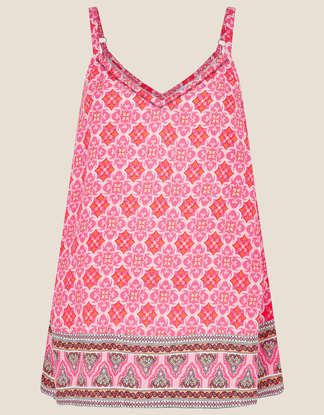 Hailee Print Cami Top in LENZING™ ECOVERO™, Orange (CORAL), large