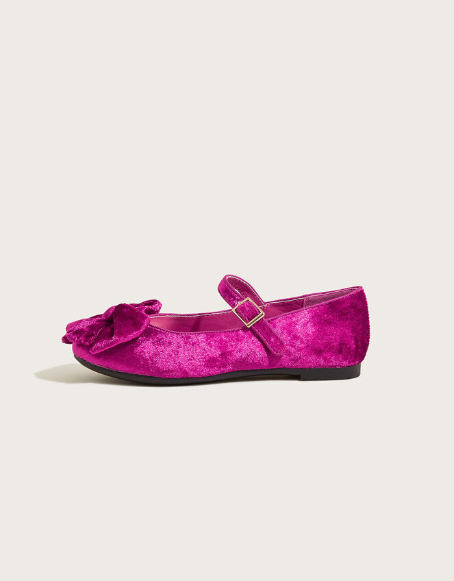 Velvet Bow Ballerina Flats, Red (RED), large