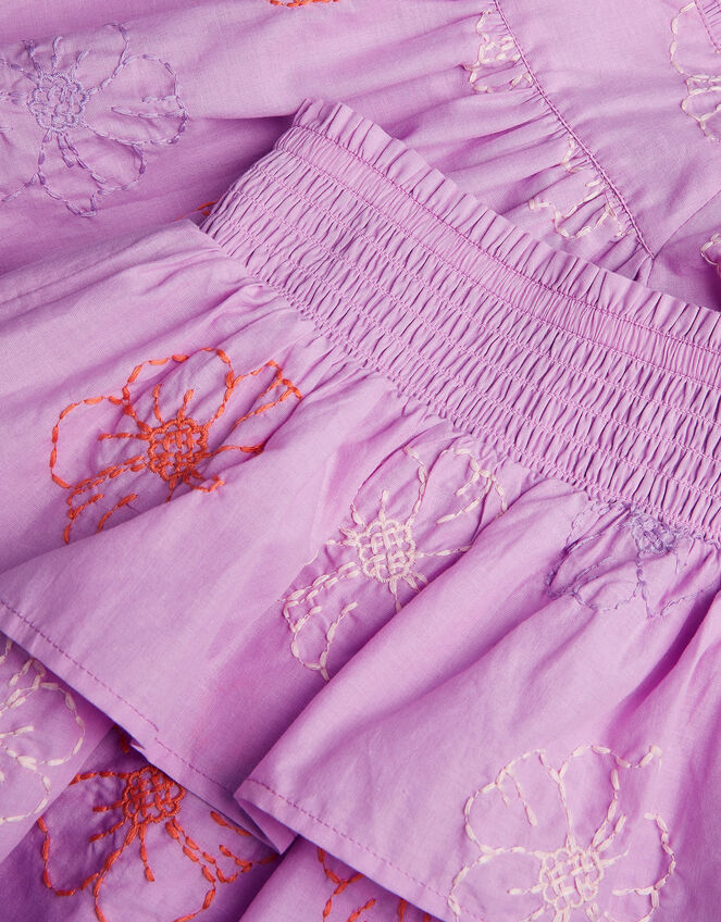 Floral Embroidered Top & Skirt Set, Purple (LILAC), large