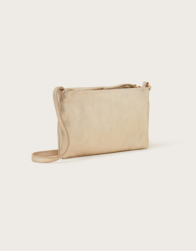 Metallic Leather Mini Cross-Body Bag, , large