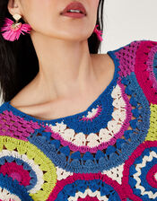 Abstract Crochet Sweater, Pink (PINK), large
