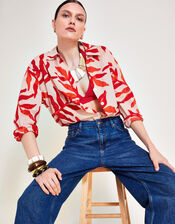 Priya Palm Print Shirt, Red (RED), large
