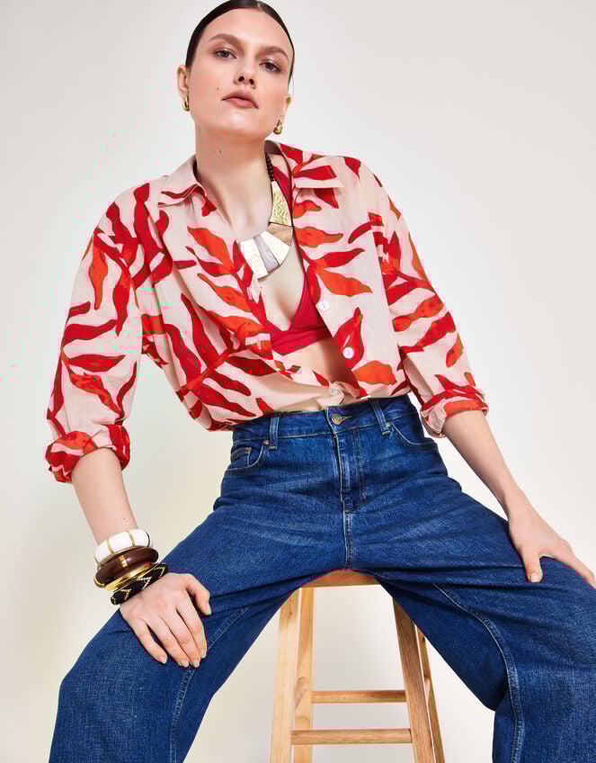 Priya Palm Print Shirt, Red (RED), large