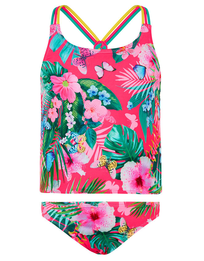 Palm Print Tankini Set, Pink (PINK), large