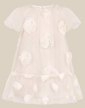 Baby Lily Rose Appliqu&eacute; Party Dress, White (WARM IVORY), large