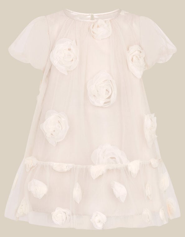 Baby Lily Rose Appliqu&eacute; Party Dress, White (WARM IVORY), large