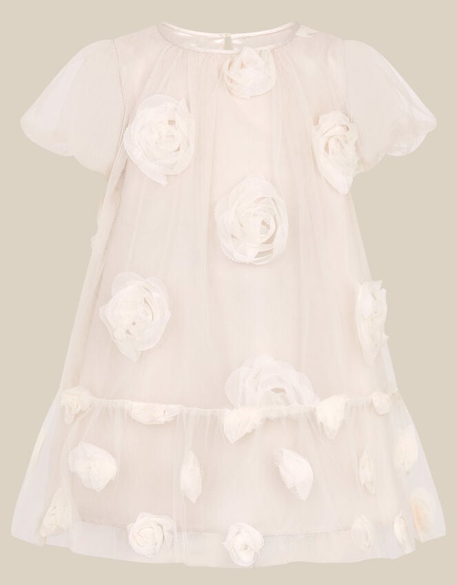Baby Lily Rose Appliqu&eacute; Party Dress, White (WARM IVORY), large