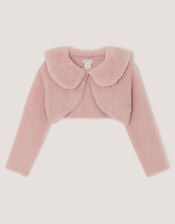 Baby Detachable Collar Fuzzy Cardigan, Pink (DUSKY PINK), large