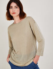 Sari Stitch Detail Sweater with Recycled Polyester, Gold (GOLD), large