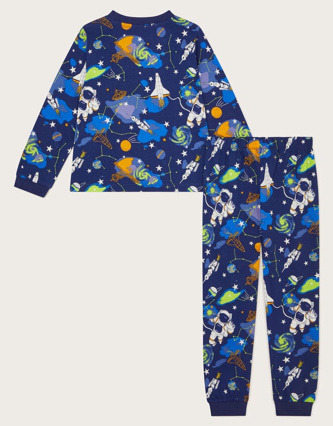 Glow In The Dark Space Print Long Pyjamas Set, Blue (BLUE), large