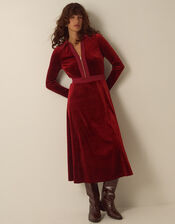 Zeyna Zip Velvet Midi Dress, Cinnamon (CINNAMON), large