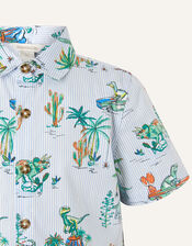 Stripe Dinosaur Shirt, Blue (BLUE), large