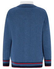 Lenny London Cardigan, Shirt and Bow Tie Set, Blue (BLUE), large