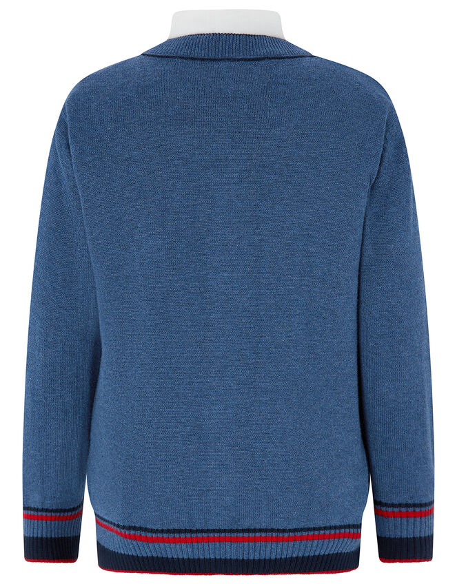 Lenny London Cardigan, Shirt and Bow Tie Set, Blue (BLUE), large
