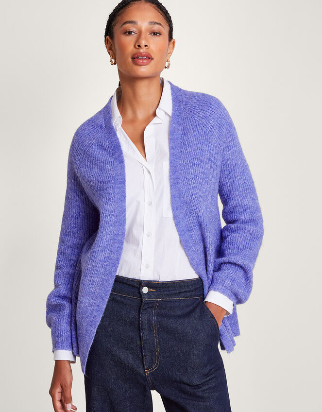 Super-Soft Edge to Edge Cardigan with Recycled Polyester, Blue (BLUE), large