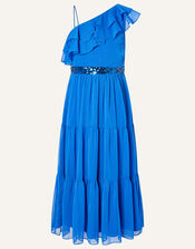 Ruby Ruffle One-Shoulder Prom Dress, Blue (BLUE), large