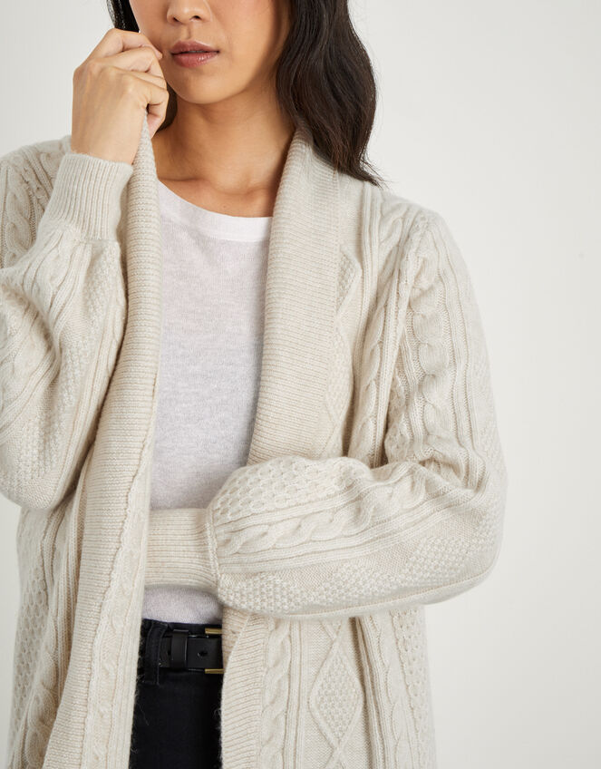 Shawl Collar Cable Knit Cardigan Cream Cardigans Monsoon Global.