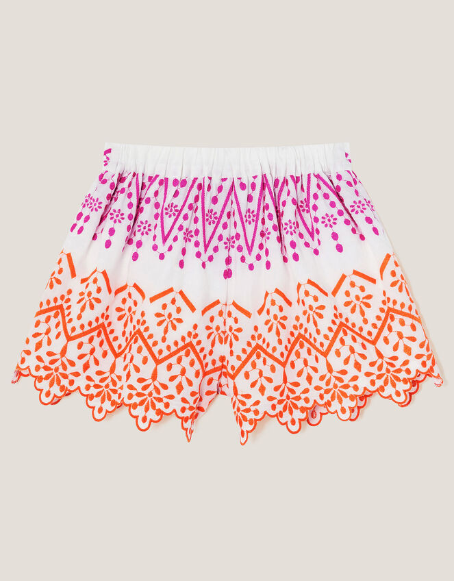 Embroidered Scallop Shorts, White (WHITE), large