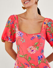 Regina Floral Print Tea Dress, Orange (CORAL), large