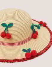 Crochet Cherry Straw Hat & Bag Set, Natural (NATURAL), large