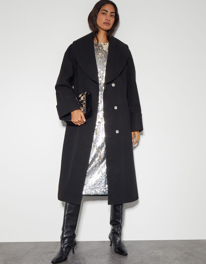 Marie Long Sleeve Sequin Midi Dress, Silver (SILVER), large