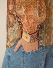 Evelina Sheer Floral Print Top, Brown (BROWN), large